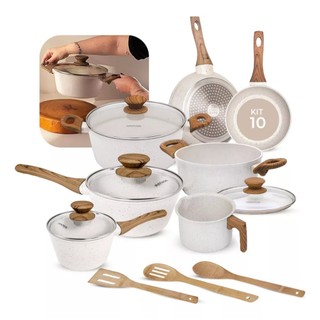 Jogo De Panelas Indução Kit 10 Peças Revestimento Cerâmico Style Cook Marmol - Mimo Style…