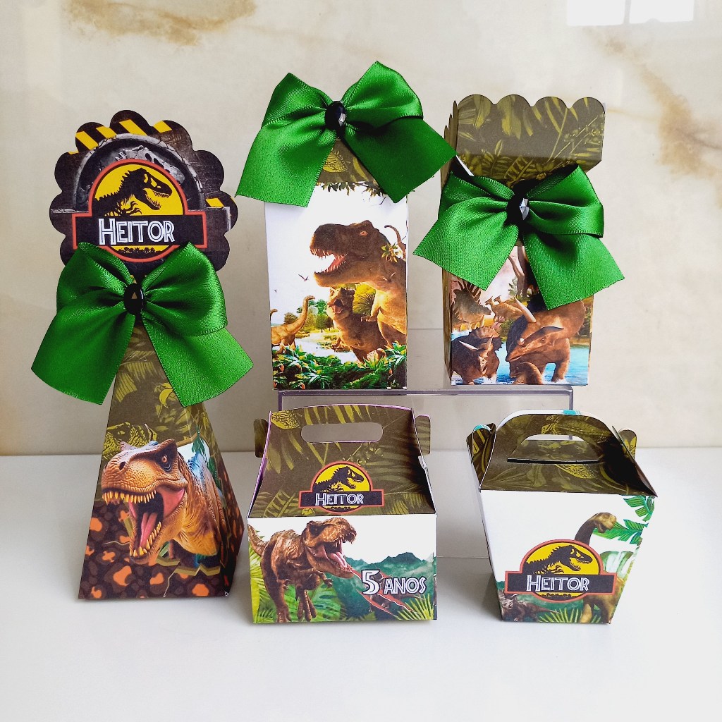 Kit Caixas  Dinossauro Jurassik Park Lembrancinhas Desmontadas | Papelaria Personalizada para Festa Infantil