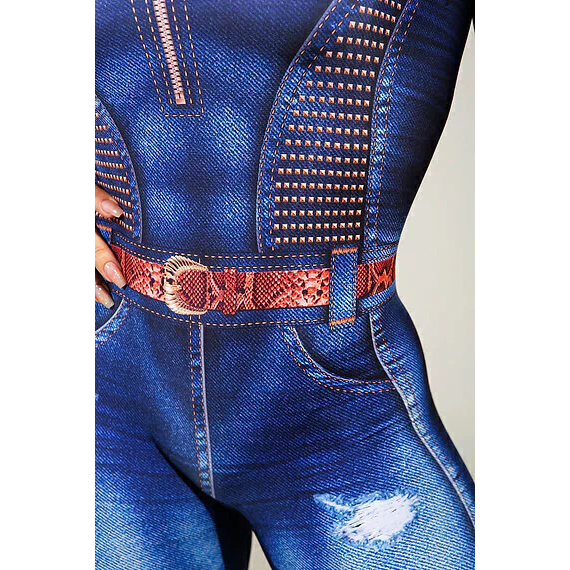 Macacão Fitness Fake Jeans Midnight Azul Dynamite