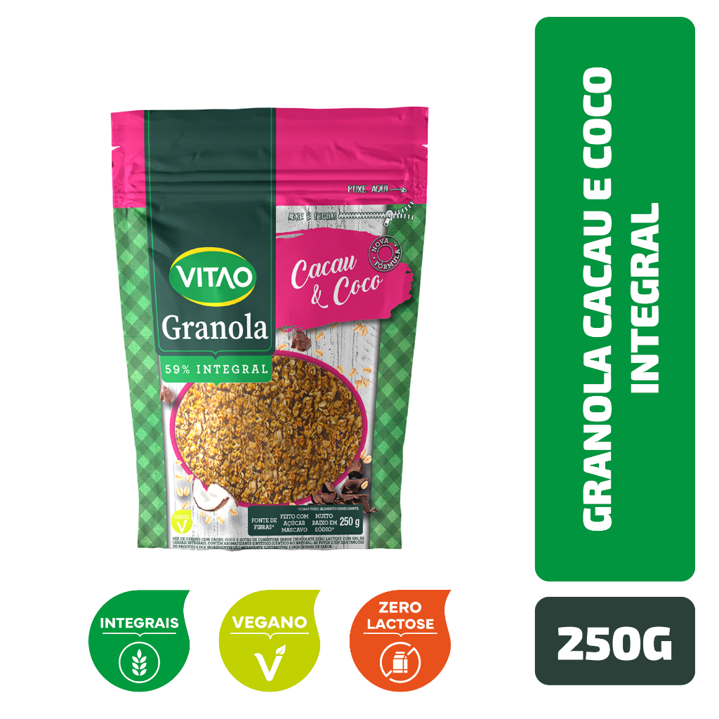 Granola Cacau e Coco Integral Vitao 250 g em Oferta na Shopee