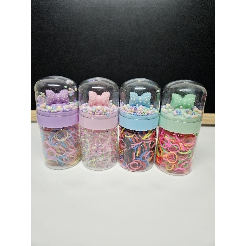 Elásticos de silicone infantil no pote tematico laços kits  2  4  6 potes brindes lembranças festa de aniversário tiktok
