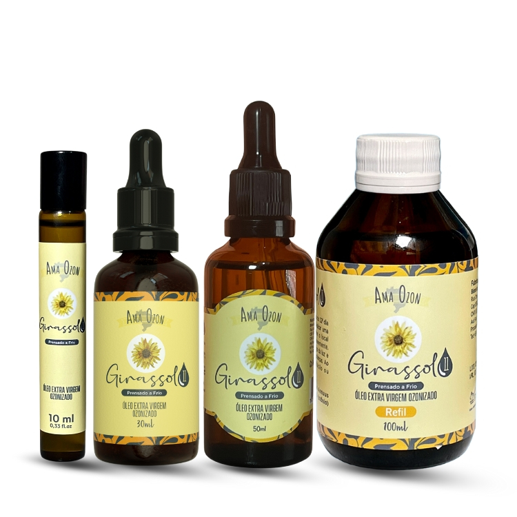 Óleo Carreador Ozonizado Girassol Puro Super Concentrado Potencializa o óleo Essencial Ama Ozon em Oferta na Shopee