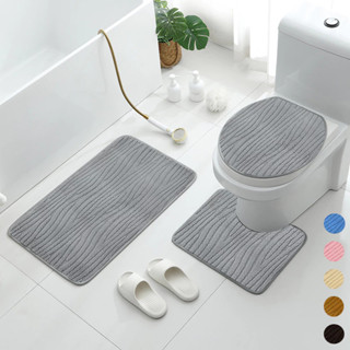 Kit Tapete de Banheiro 3 peças Jogo Tapete Banheiro Antiderrapante Durável Absorvente