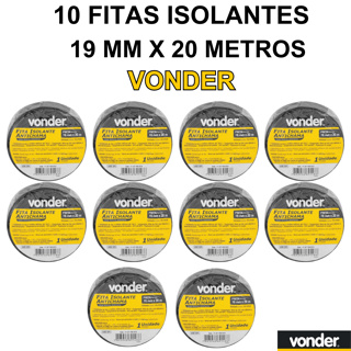 10 Fitas Isolante 19Mmx 20 Metros Preta Vonder em Oferta na Shopee