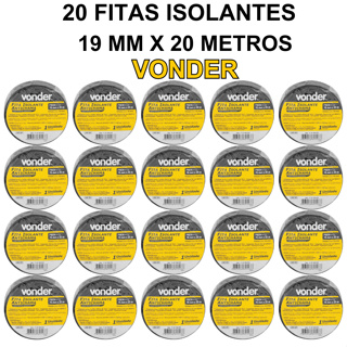 20 Fitas Isolantes 19 mm x 20 Metros Preta Vonder Anti Chama em Oferta na Shopee