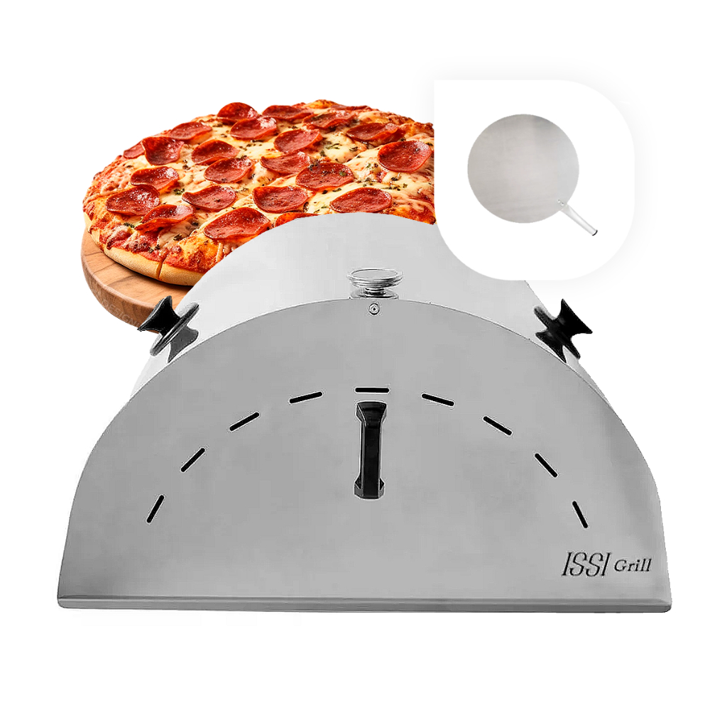 Forno de Pizza Costela Grande em Inox para Churrasqueira com Refratário e Pá Issi Grill
