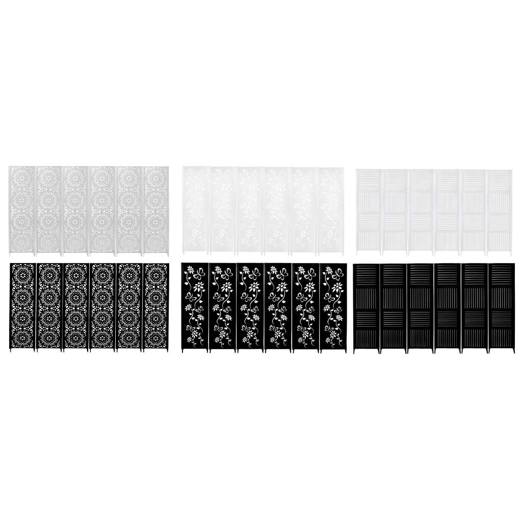 6 Biombo Pintado Branco Preto Divisor Ambiente Painel Separador Madeira Mdf Tingido Divisória Com Pé