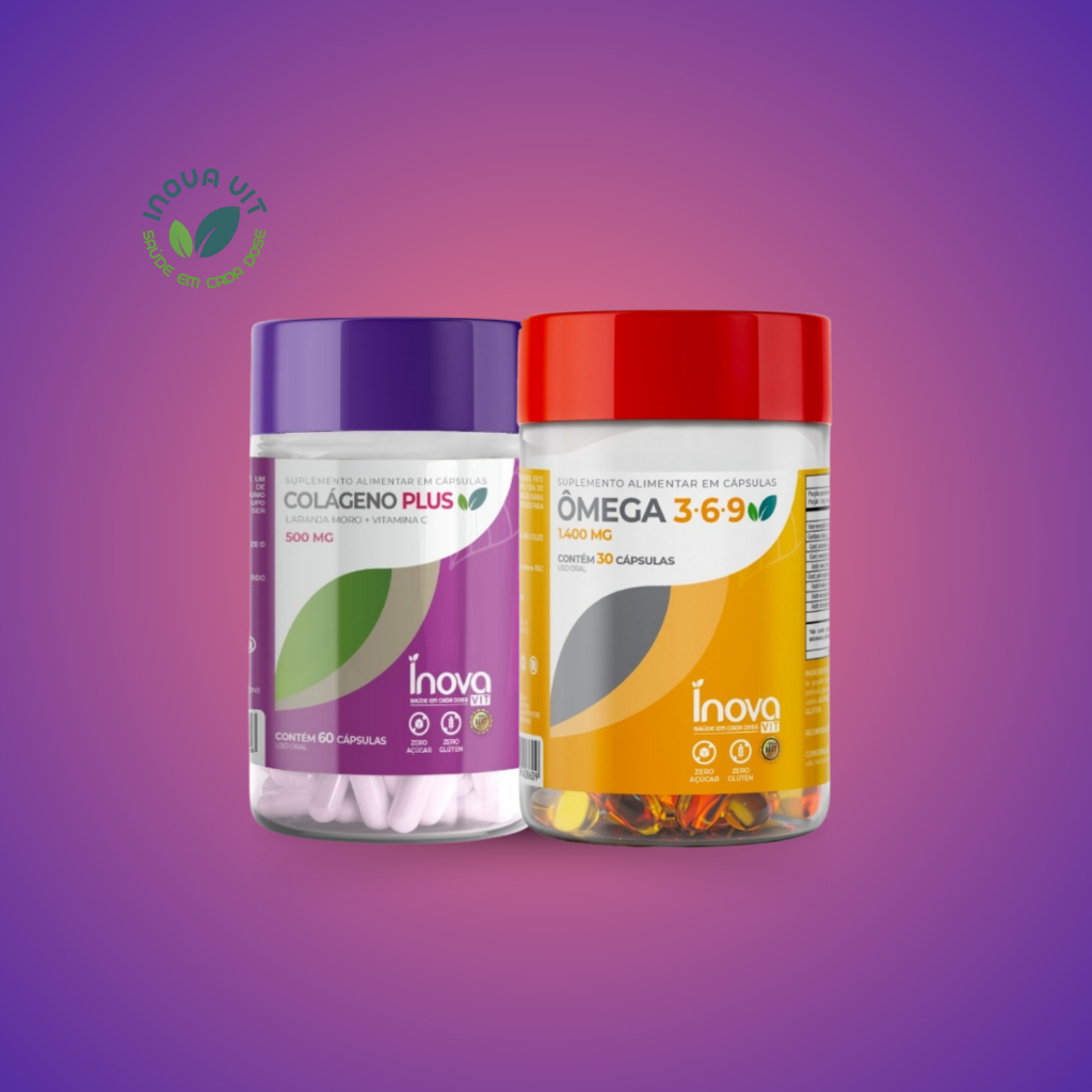 COLÁGENO PLUS 500MG 60 CAPS +  ÔMEGA 3-6-9 1400MG 30 CAPS