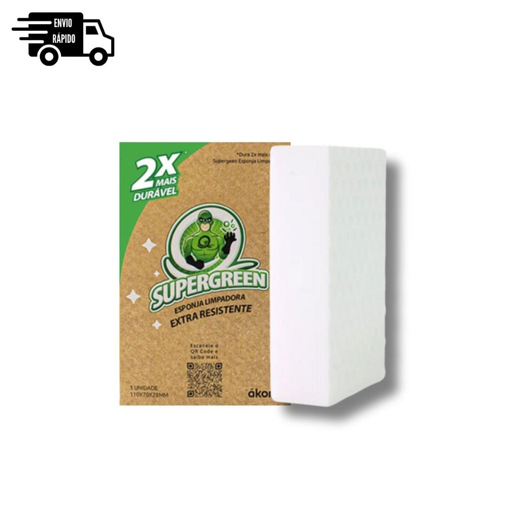 Supergreen Esponja Mágica Limpadora Extra Resistente Melamina Limpeza Cozinha Banheiro Escritório