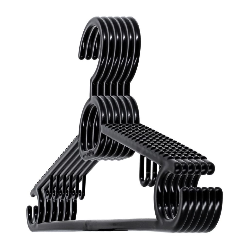 Kit 30 Cabide Adulto Preto Plástico Resistente Cabides Leve Antideslizantes Multiuso Para Guarda Roupas Camisas Jaquetas