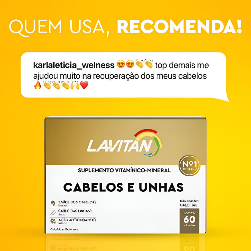 Lavitan Vitamina Cabelos e Unhas Com 60 Cápsulas