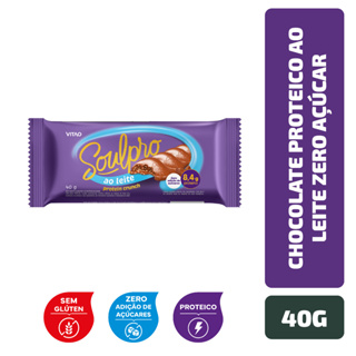 Chocolate Proteico ao Leite Zero Açúcar Soulpro 40 g em Oferta na Shopee