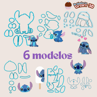 Cortador modular de pasta americana Stitch - kit Lilo e Stitch com 6 modelos em Oferta na Shopee