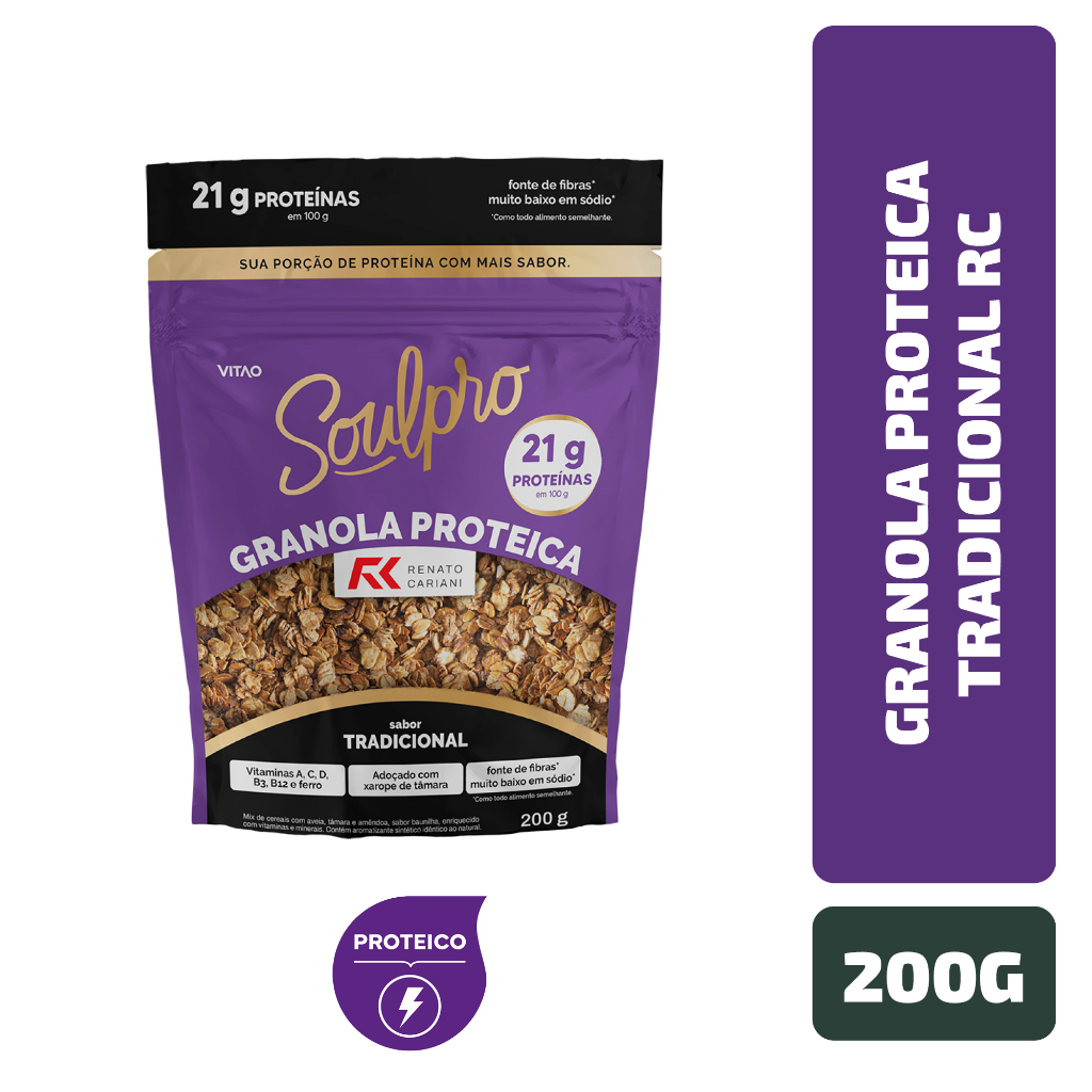 Granola Proteica Tradicional RC Soulpro 200 g em Oferta na Shopee