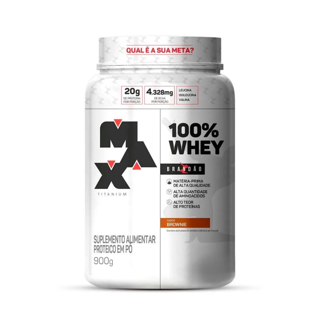 100% Whey Max Titanium Rafael Brandão Sabor Brownie Com 900g - Health