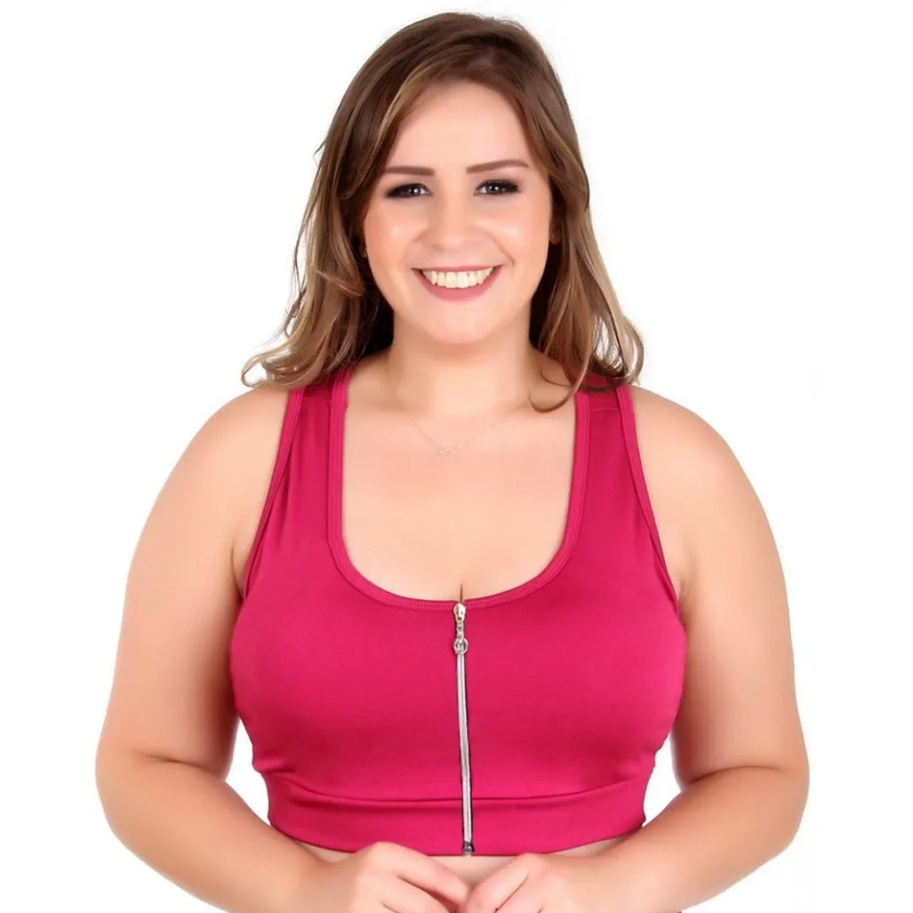 Top Com Ziper E Bojo Removível Plus Size Em Suplex /Wolfox em Oferta na Shopee