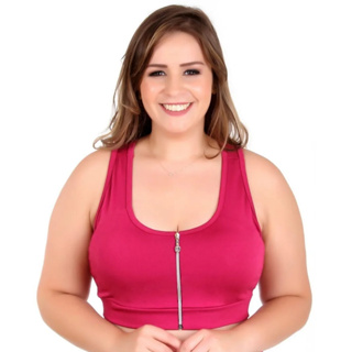 Top Com Ziper E Bojo Removível Plus Size Em Suplex /Wolfox em Oferta na Shopee