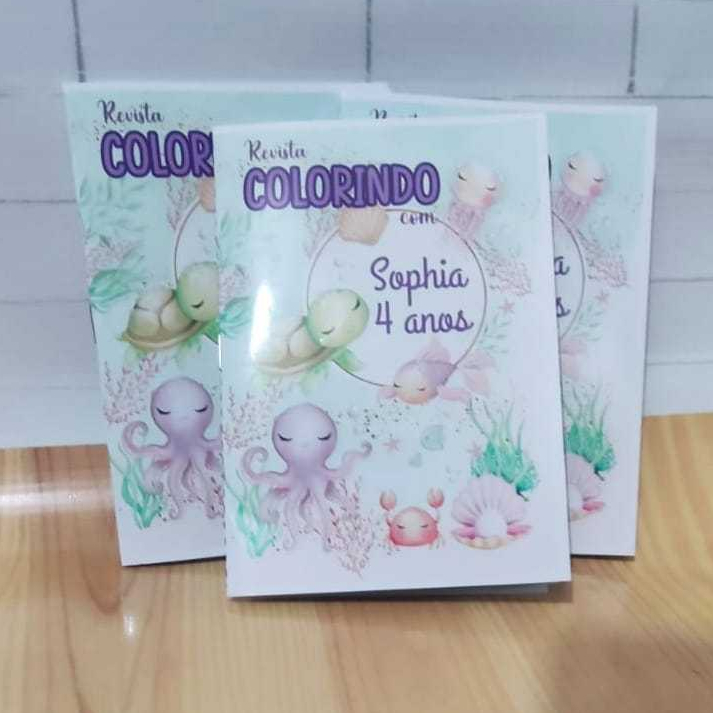 Revistinha de Colorir Infantil Fundo do mar  Lembrancinha Festa Aniversário Envio Rápido