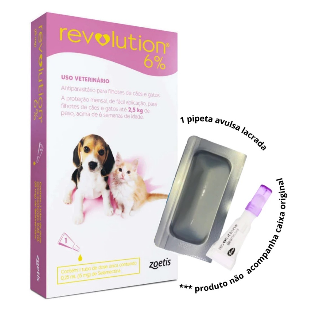 Revolution Filhotes Cães e Gatos até 2,5kg com 1 pipeta Zoetis em Oferta na Shopee