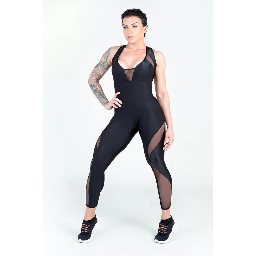 Macacão Vanity preto tule Dynamite