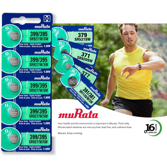 05 Bateria Relógio de pulso 395 SR927SW Murata 01 Cartela 5 un