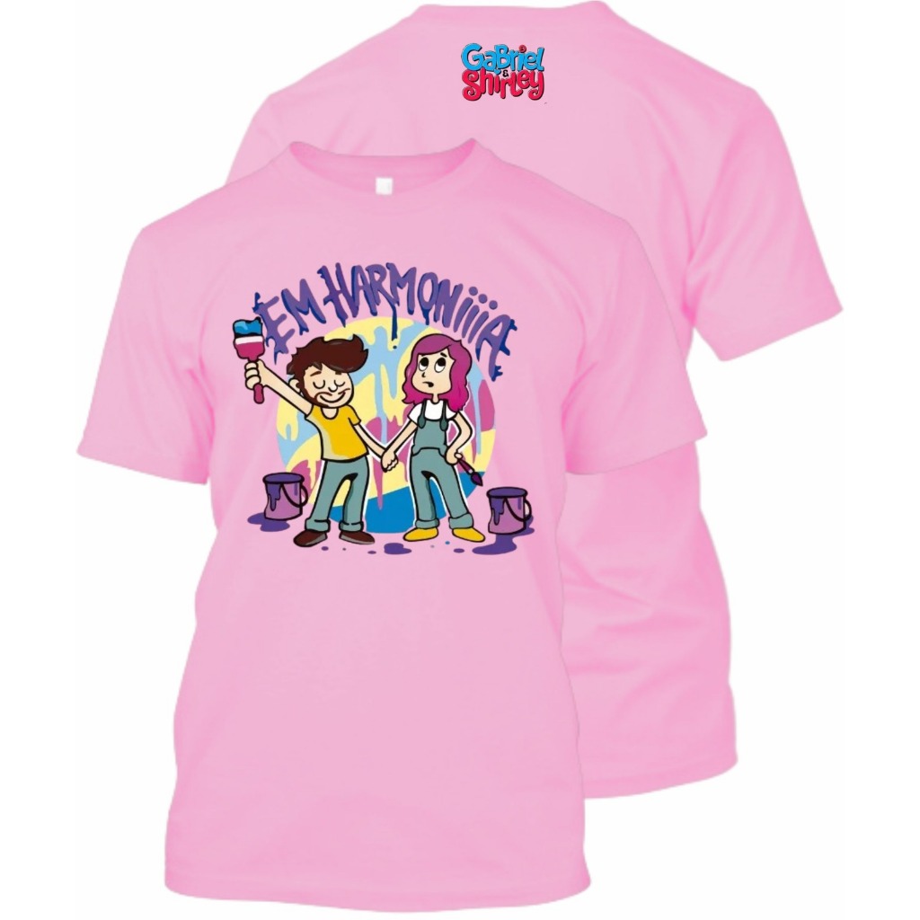 Camiseta Gabriel E Shirley Infantil Show Festa World Pink Juvenil Game Jogo Show Youtuber Youtube Presente Festa Criança
