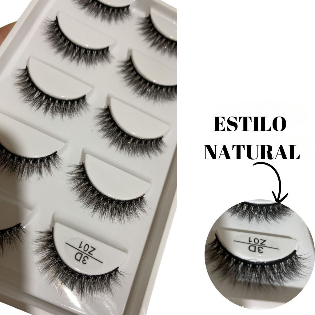 5 Pares de Cílios Postiços 3D Z01 Efeito Natural — imagem 2 de 2