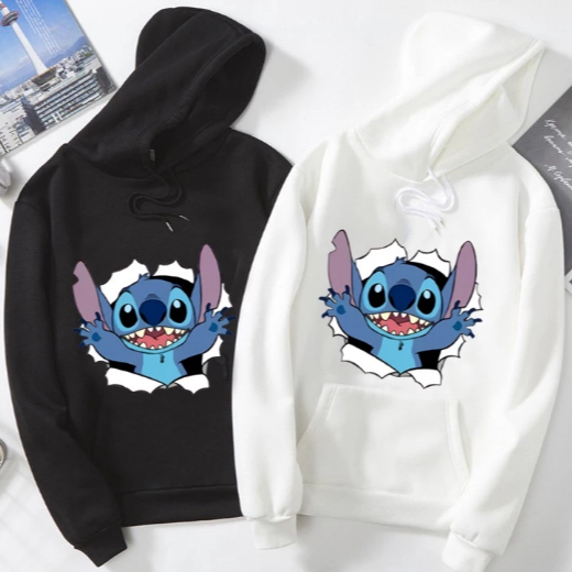 Moletom Canguru Bolsos Capuz Algodão Stitch Et Teia Feliz Fofo Lilo Confortavel Inverno Quentinho