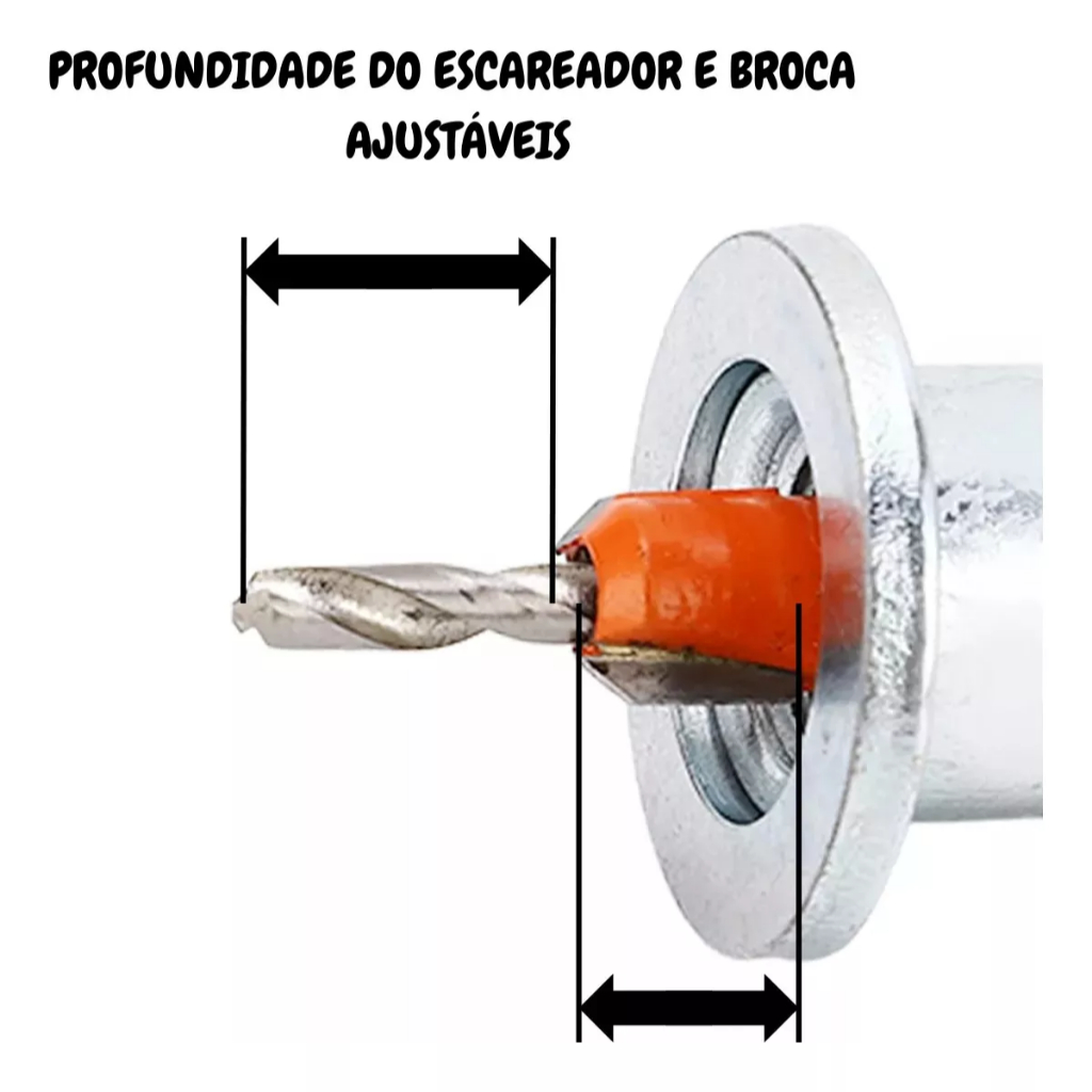 Broca Escariadora 2.8mm X 8mm Com Limitador Ajustável + Chaves