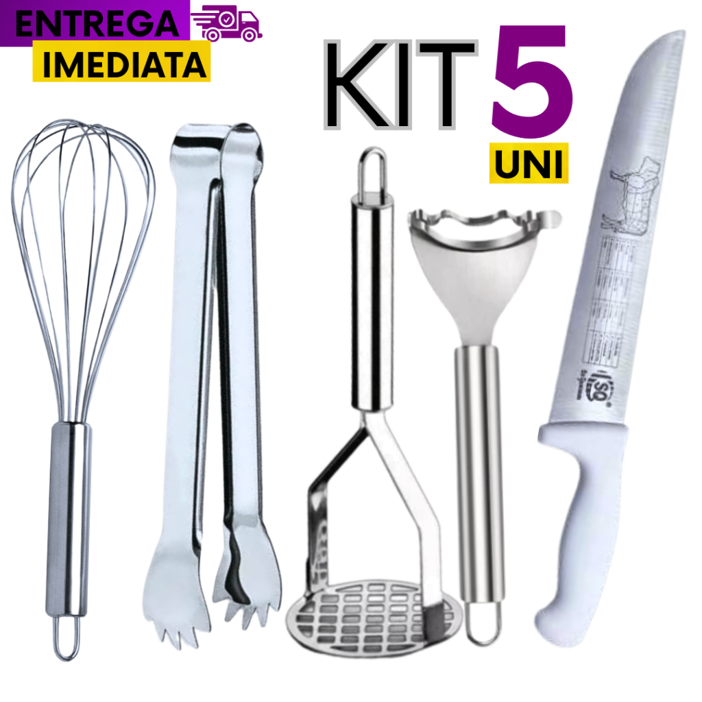 KIT 2/3/4 e 5 Unidades Pegador churrasco Amassador de Batatas Faca Descascador de Milho Fue