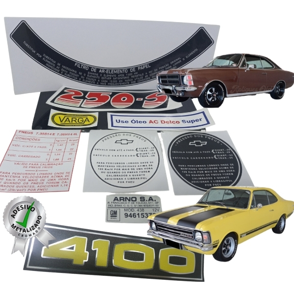 KIT ADESIVOS OPALA E CARAVAN 6CIL. SS6, LUXO, GRANLUXO, COMODORO (72 A 83) KIT COMPLETO DE SELOS INFORMATIVOS