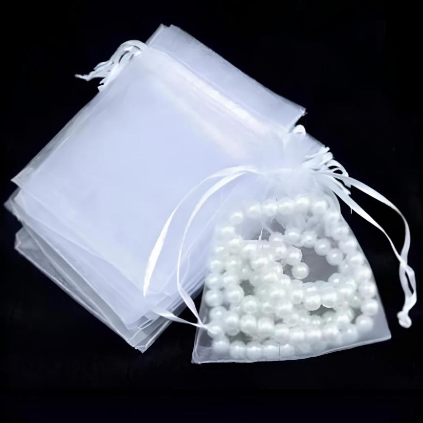 Kit 5/10/20/50/100 Un Saco Saquinho Organza Tule Saquinho 7x9 9x12 10x15 Branco Festa Casamento
