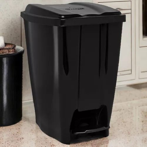 Lixeira de Pedal Preta 20L Jaguar ECO Plástico Resistente Cozinha Lavanderia Banheiro