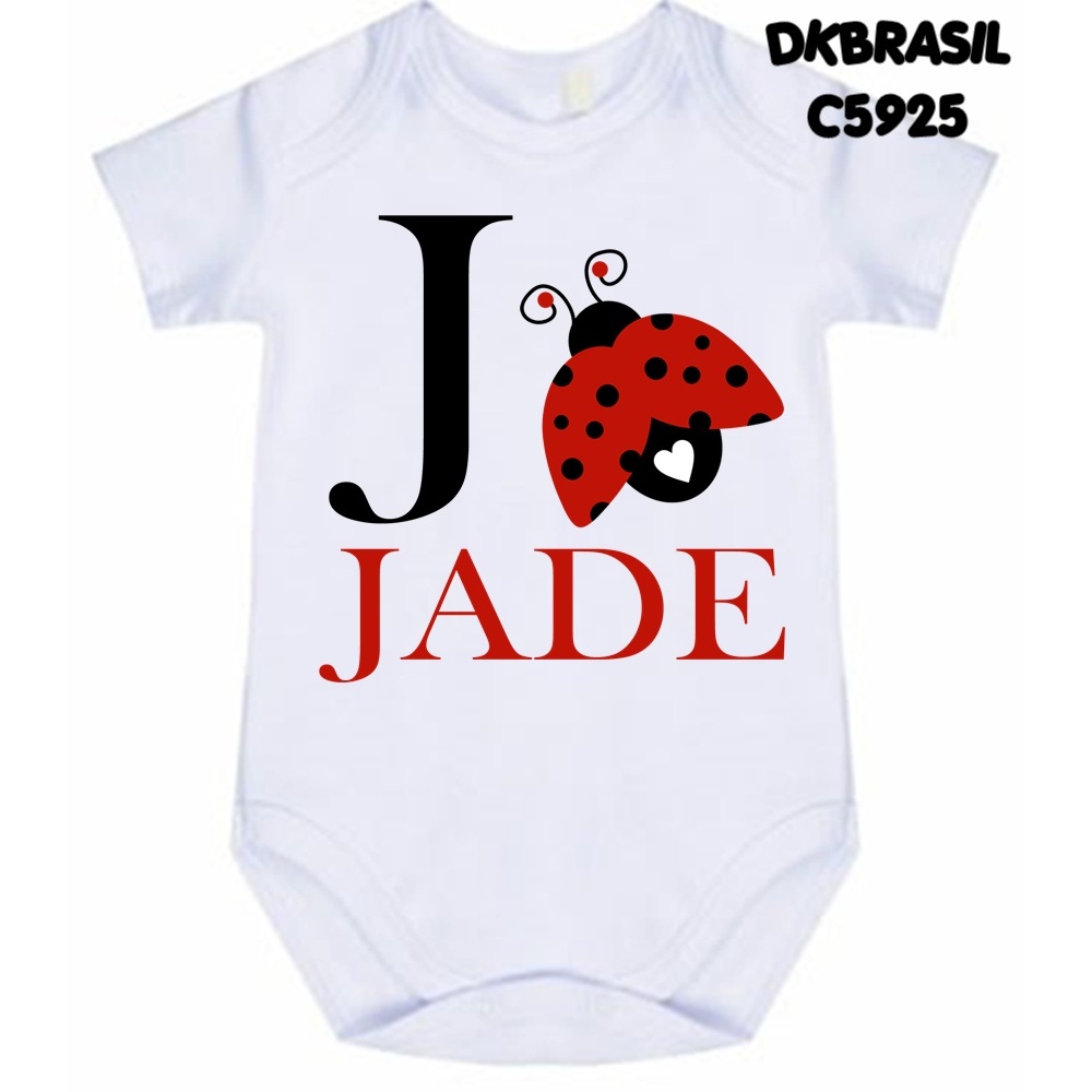 Body Joaninha com letra do nome Jade