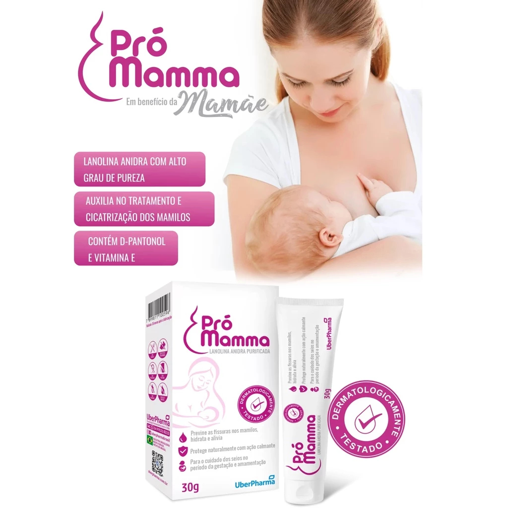 Pró Mamma - Pomada Para Seios Lanolina Anidra Purificada 30g 1 UND em Oferta na Shopee