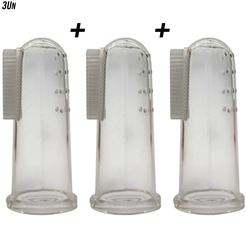 3 Un Escova De Dentes Infantil Dedeira De Dedo C/ Cerdas Macias De Silicone P/ Bebês