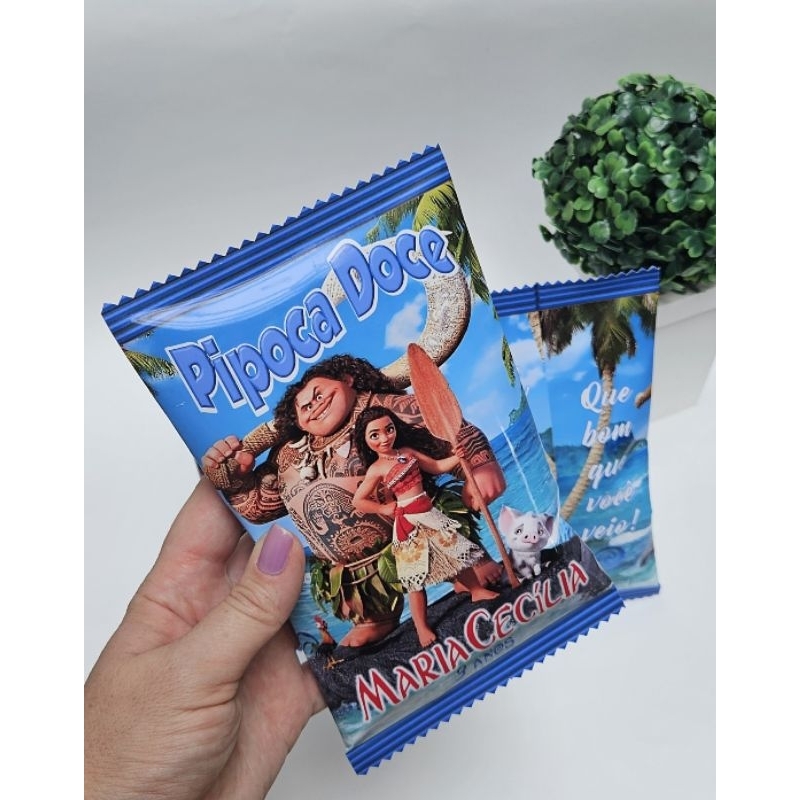 Moana Pipocas 18g personalizadas Diversos Temas lembrancinhas festa infantil personalizados pipoca Stitch Circo kit