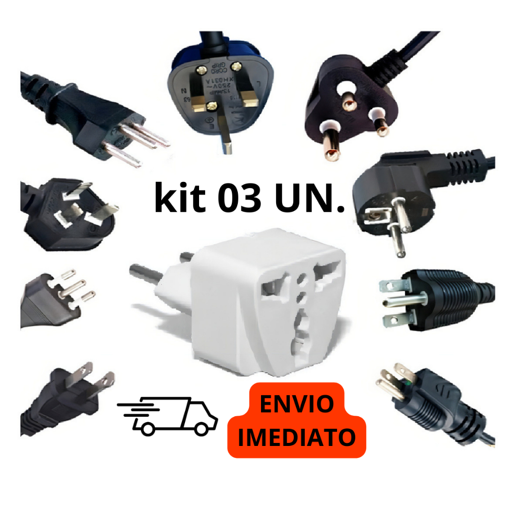 Imagem Kits Tomadas Adaptador Universal Padrão Europeu Uk Para Brasil 110V/220V