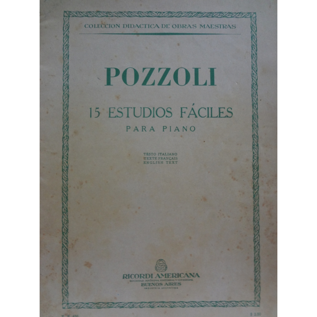 Partitura Piano para Pequenas Mãos 15 Estudos Fáceis de Pozzoli