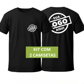 KIT 2 Camisetas Personalizadas Uniforme Com Sua Logo - 100% Algodão Premium em Oferta na Shopee