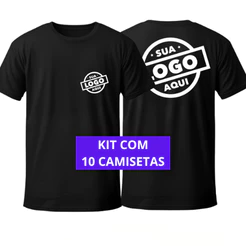 KIT 10 Camisetas Personalizadas no Peito e Costas com Sua Logo Ou Estampa Preferida - 100% Algodão