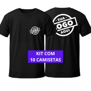 KIT 10 Camisetas Personalizadas no Peito e Costas com Sua Logo Ou Estampa Preferida - 100% Algodão em Oferta na Shopee