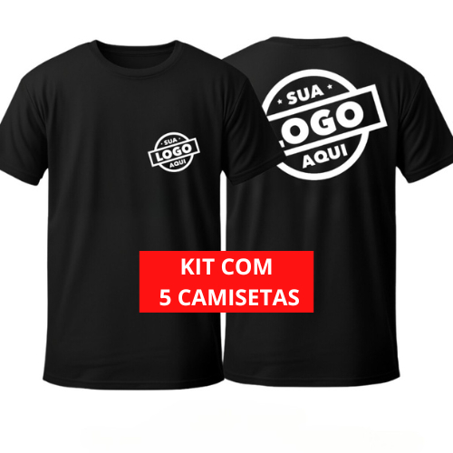 KIT 5 Camisetas Personalizadas no Peito e Costas com Sua Logo ou Estampa Preferida - 100% Algodão em Oferta na Shopee