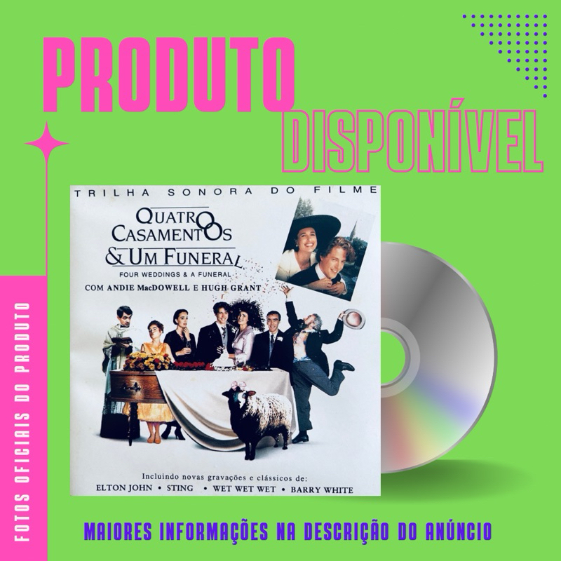 CD TRILHA SONORA QUATRO CASAMENTOS E UM FUNERAL - Elton John, Sting, Wet Wet Wet, Barry White