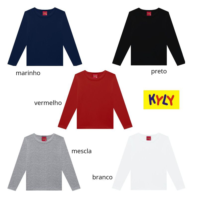 Camiseta Manga Longa  Infantil 100%Algodão Kyly tamanho 10 ao 16 206288