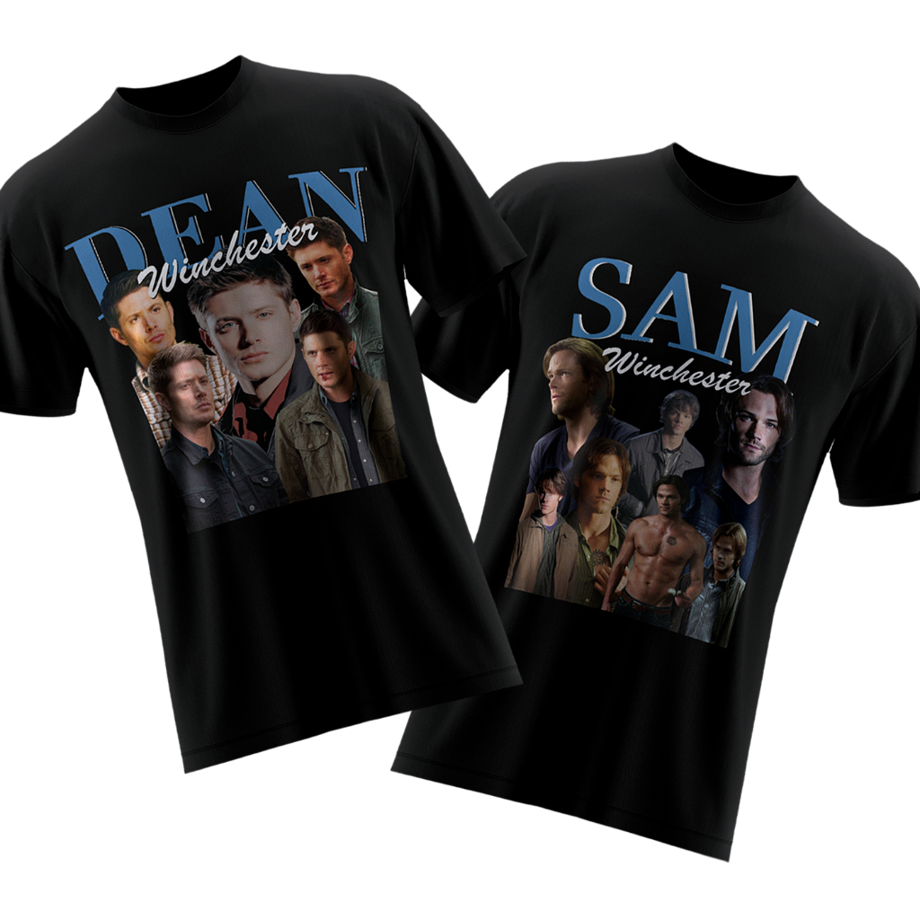 Camisetas Supernatural Kit Dean Sam Winchester Serie Filme TV Camisa 100% Algodão Personalizadas