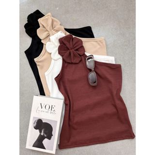 Blusa Feminina estilosa BLUSINHA FlOR Ribana Canelada Elegante Marron Lisa boho chique ver...