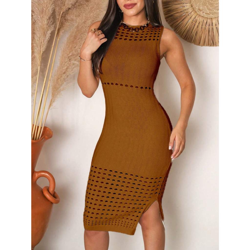 vestido modal linha sem manga furado em Oferta na Shopee
