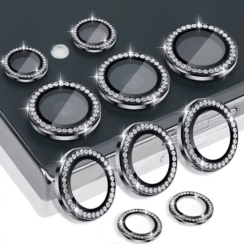 Kit Películas Lente Para Samsung Câmera Proteção Com Brilho Brilhante Strass A05 A06 A15 A16 A35 A54 A55 S22 S23 S24 S25