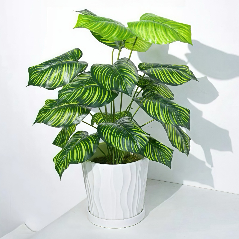 Arvore Artificial Buque De Folhagens Realista Decoração Casa Cor Melancia Pavão Folhas Verdes